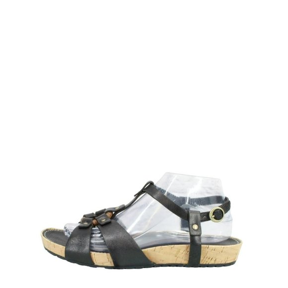 Timberland Shoes - Timberland Black Leather Slip On Adjustable Slingback Casual Sandals Size 9 M
